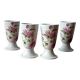 4 vintage mazagrans with floral decoration, rustic coffee cups