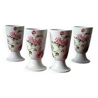 4 mazagrans vintage avec décor floral, tasses à café rustique