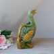 Pichet ou carafe zoomorphe canard en barbotine vert et jaune