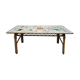 Vintage table in rattan Audoux and Minnet and ceramics Chassin 1950