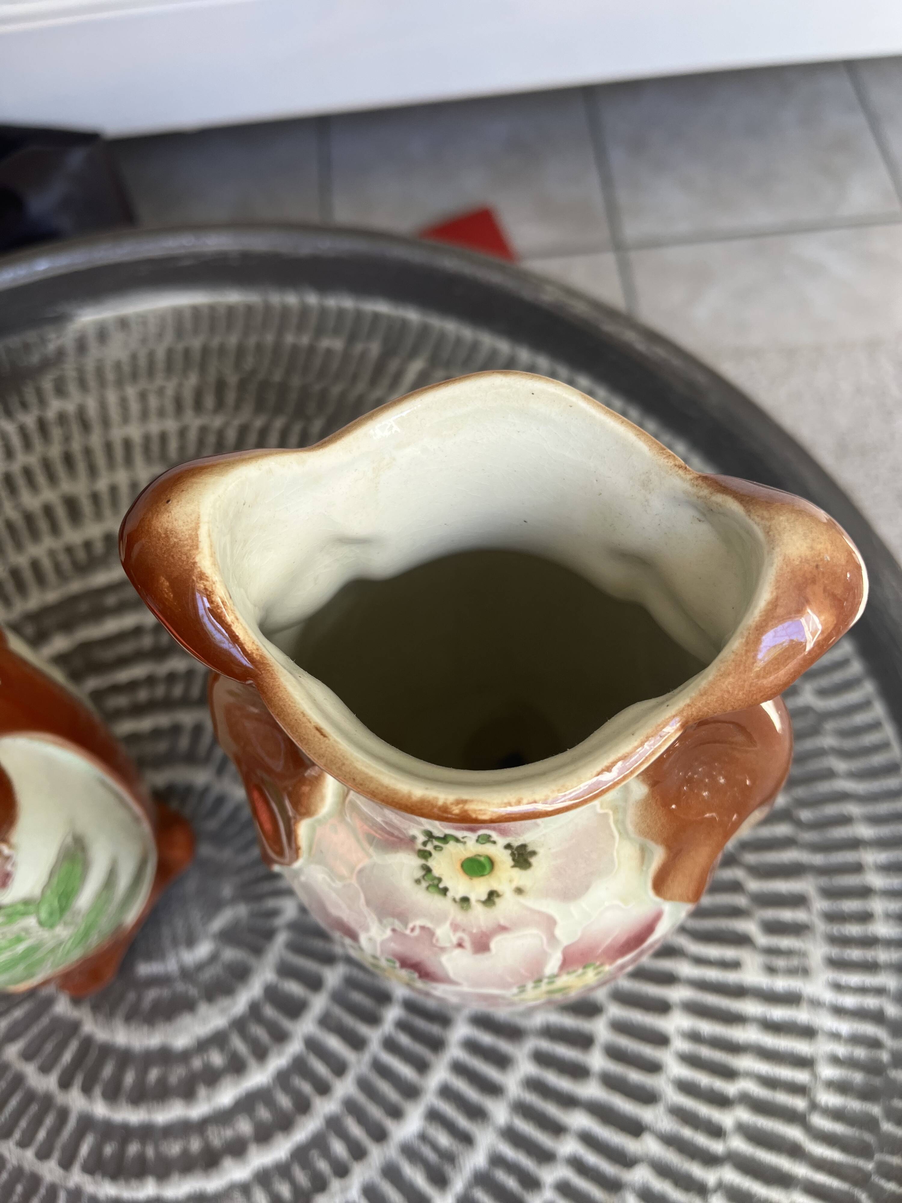 Paire de vase barbotine art nouveau