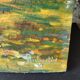 Old impressionist painting landscape river oil on wood signed