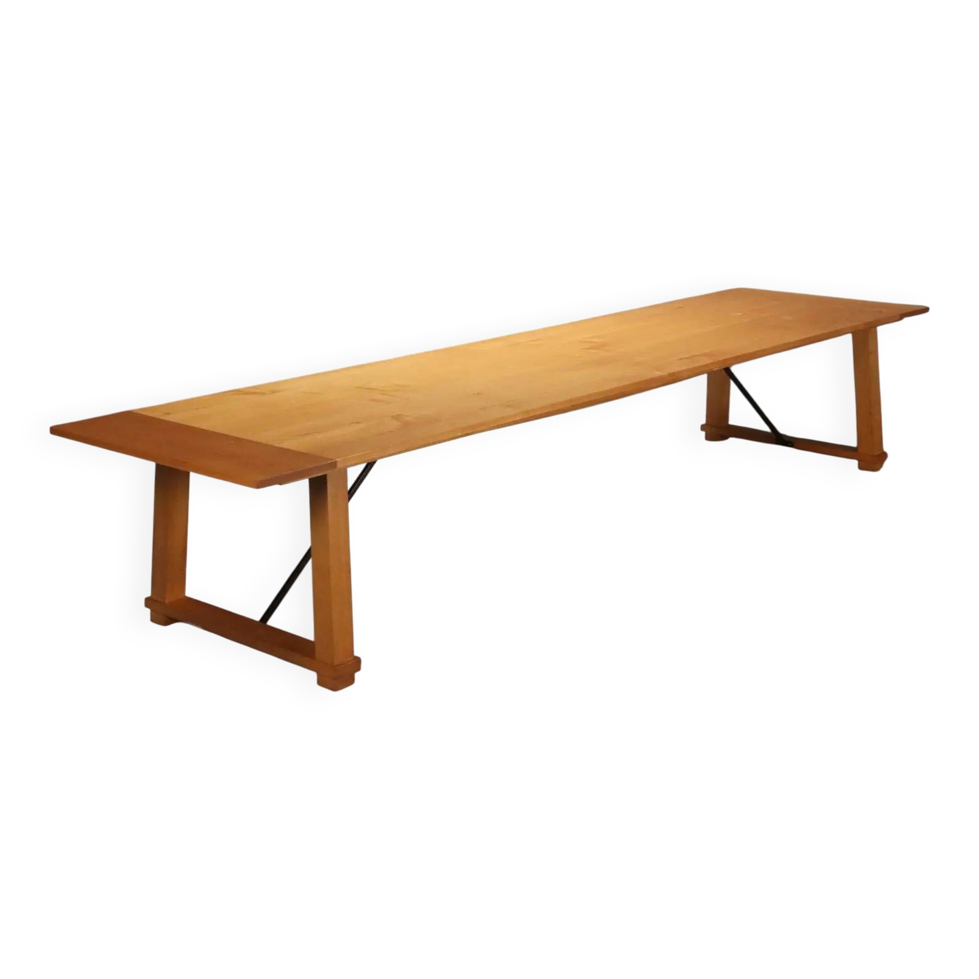 Antique oak and metal table, Italy, 20th century