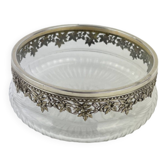 Small bulky crystal cup and silver frieze