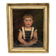 Oil on canvas 19th century young child carrying his cat gilded frame