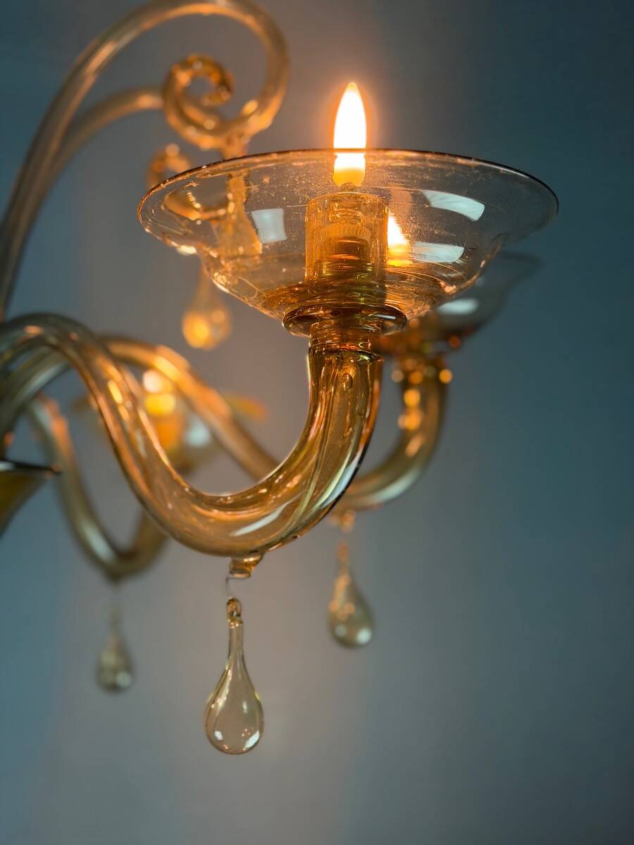 Lustre vénitien en verre de Murano mordoré, vers 1940