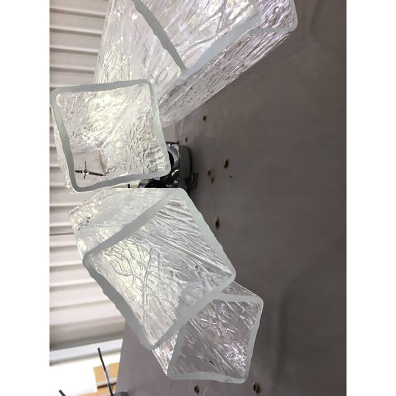 21st Century Clear "Squared" Murano Glass Wall Sconces