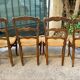 Set of 4 Provençal oak chairs with rush seats.