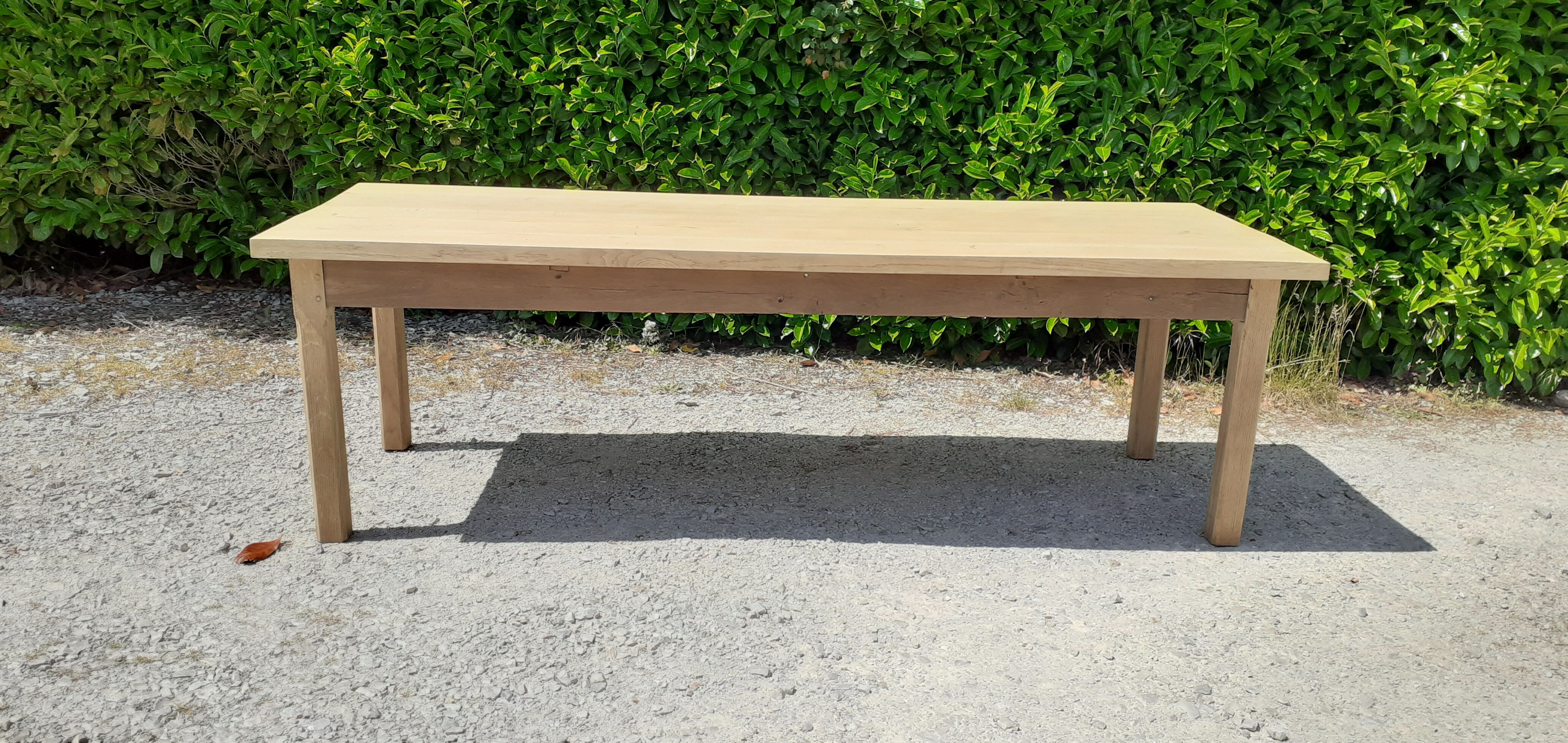 Solid oak farm table 1 rough wood drawer