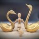 Pair brass swans