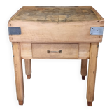 Vintage chopping block butcher table kitchen island