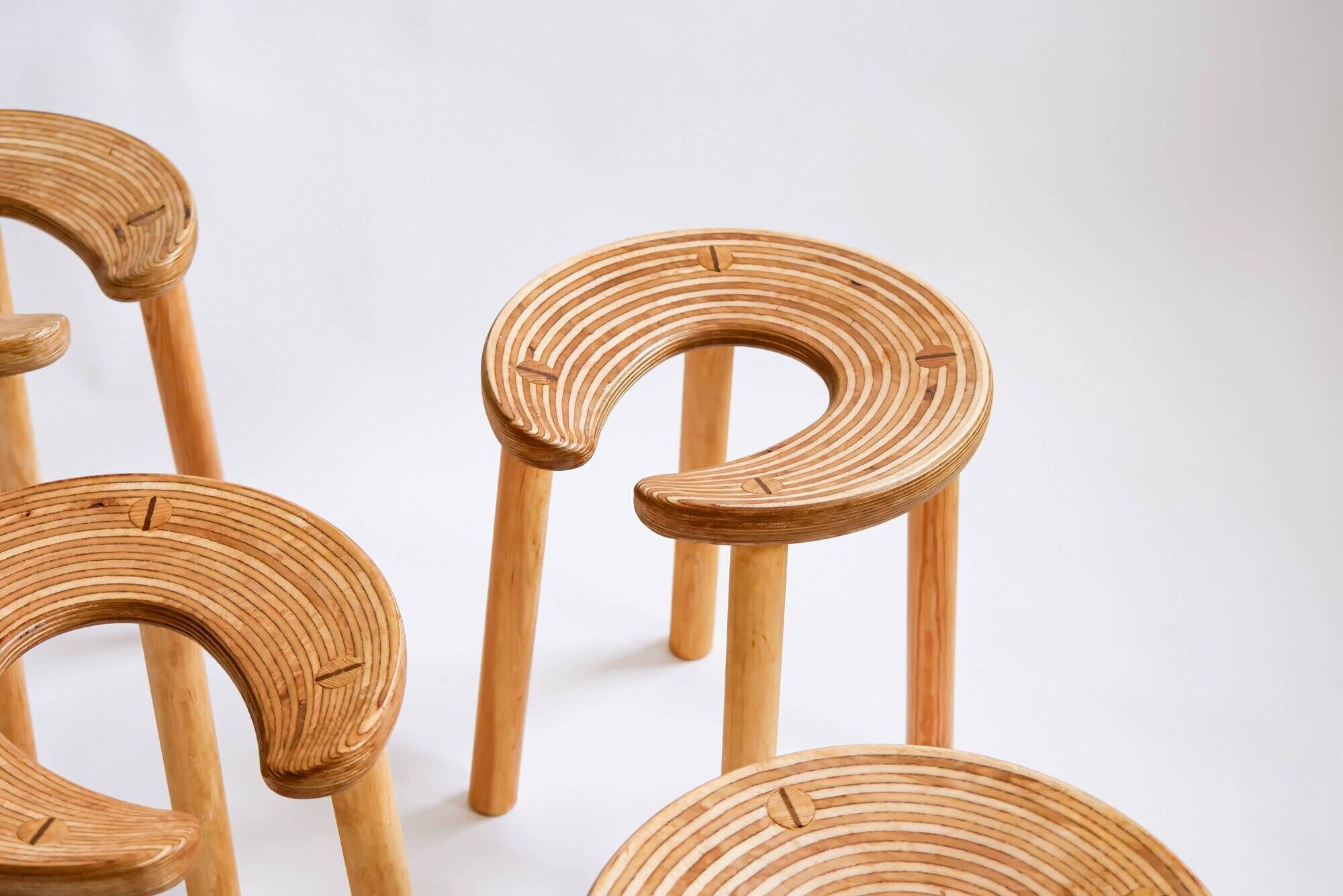 Set of four sauna stools, Antti Nurmesniemi, designed for the Palace Hotel, Helsinki 1952