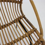 1970s pair of Alan Fuchs rattan and iron lounge chairs, Czechoslovakia
