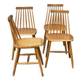 Ensemble de 4 chaises scandinaves à dossier fuseau