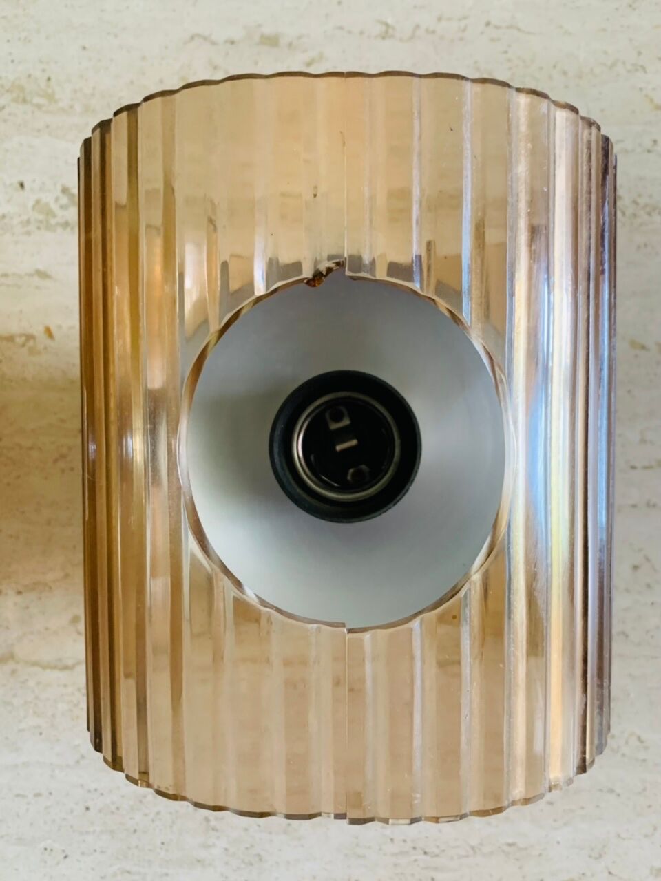 Set of 3 vintage wall lamps in smoked plexiglass, circa 1970's