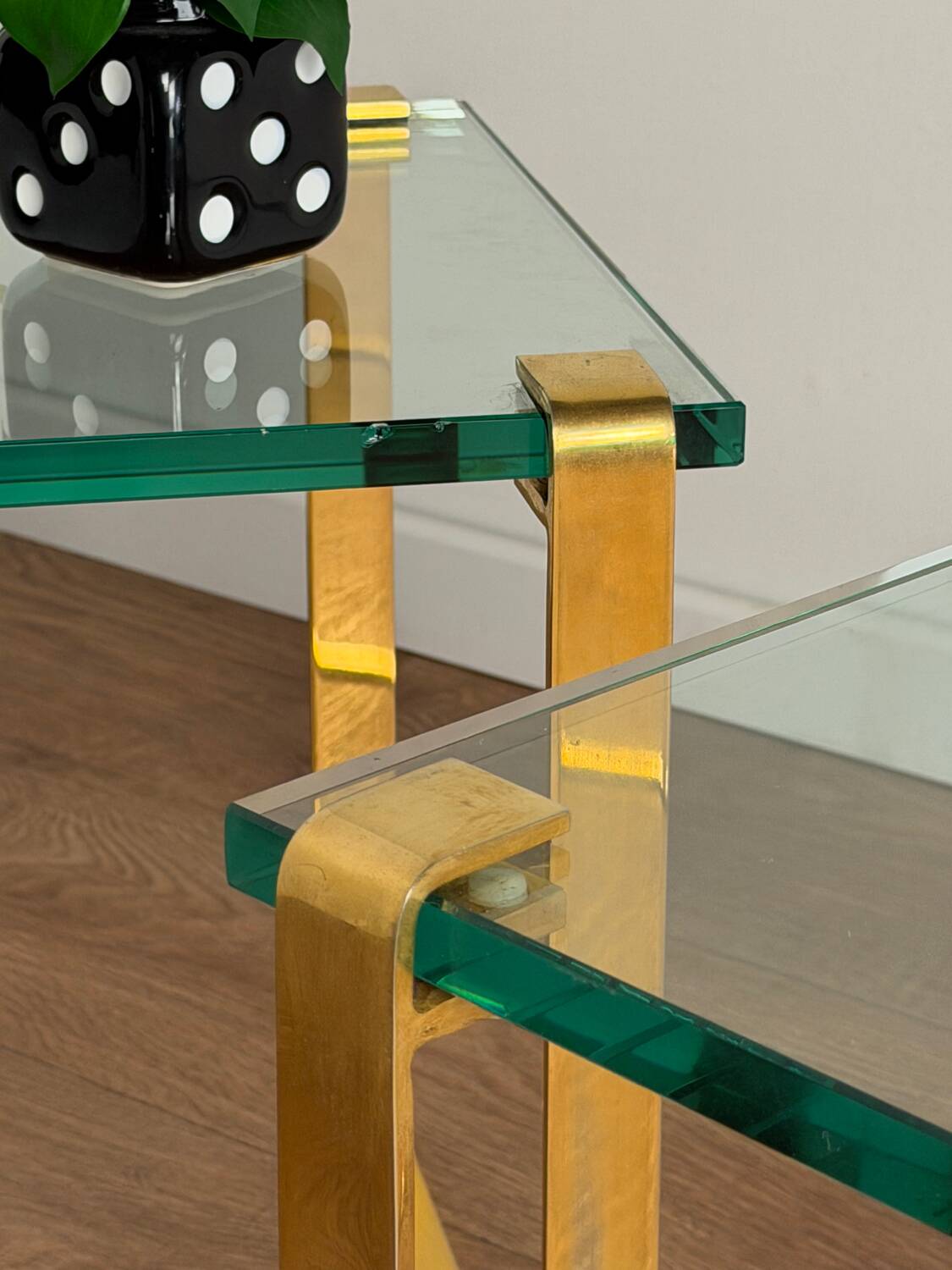 Pair of vintage gilt coffee tables by Friedrich Wilhelm Möller, 1970s