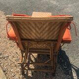 Rattan long chair and cushion