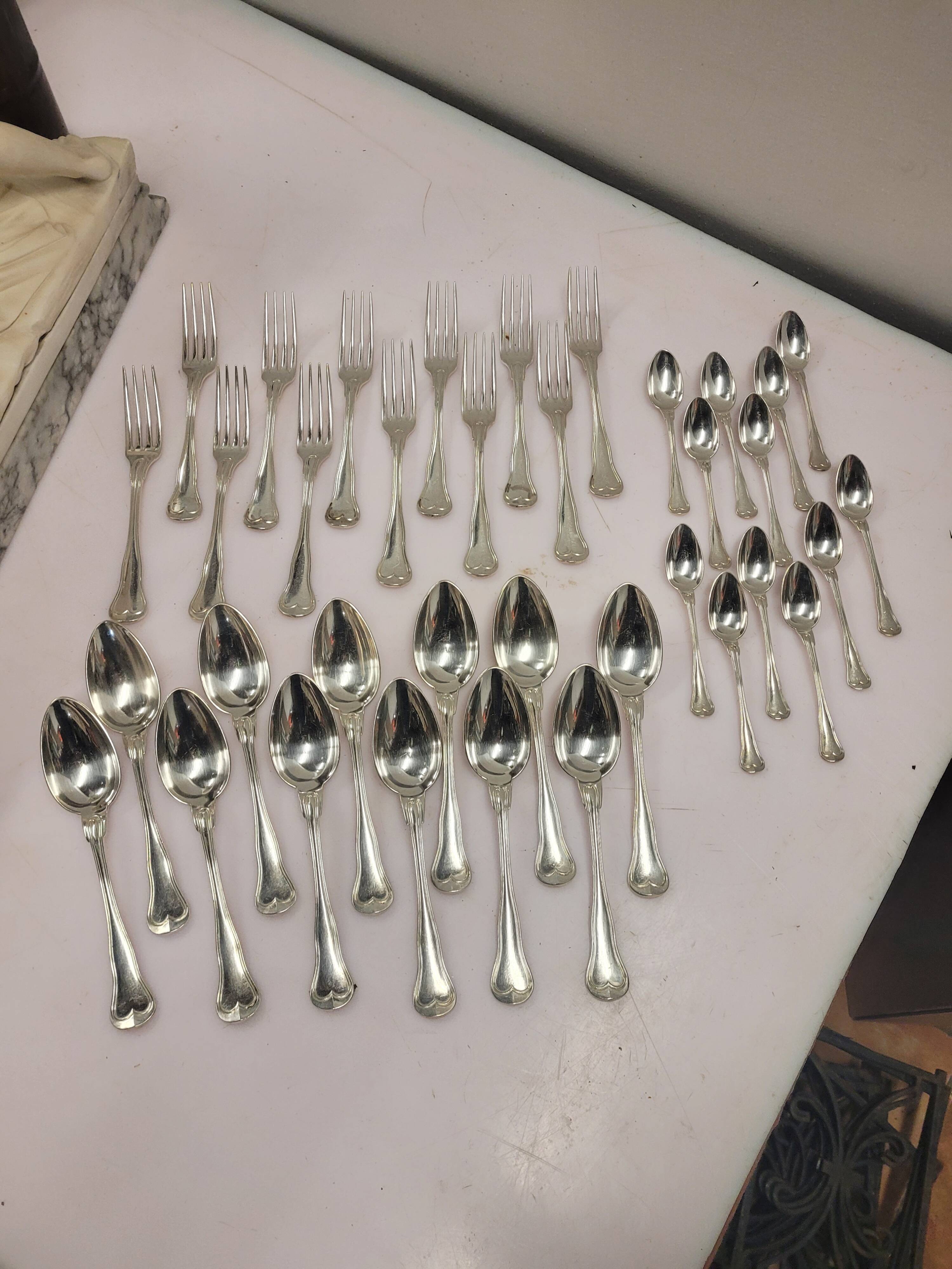 Christofle cutlery set in silver metal 36 pieces with its box