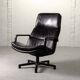 Fauteuil pivotant Artifort Dutch Design en cuir noir, série F, années 1960