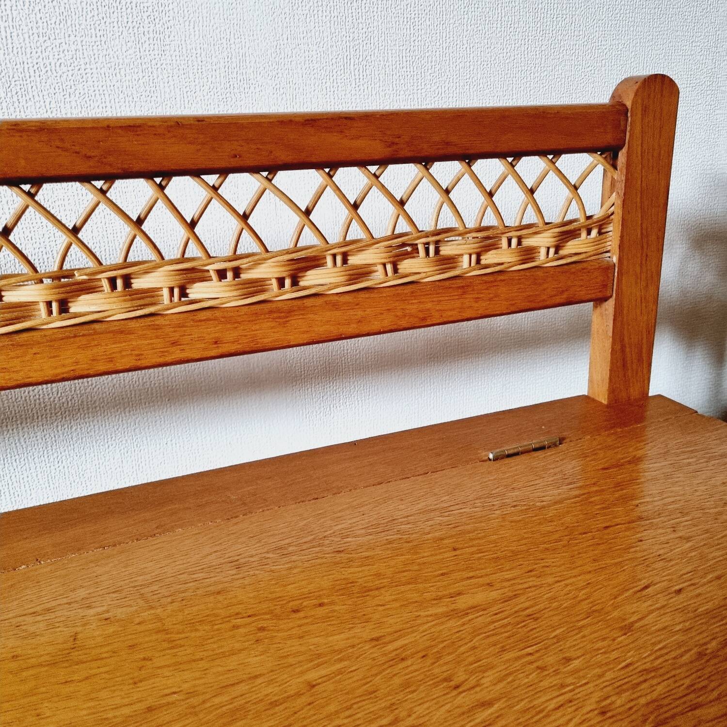 Oak and rattan chest bench 1960