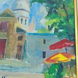 Oil on canvas by Gino Milani "view of the Basilica of the Sacred Heart in Montmartre"