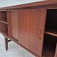 1960s, Danish double-sided, free standing desk, original condition, teak wood, drawers, sliding door