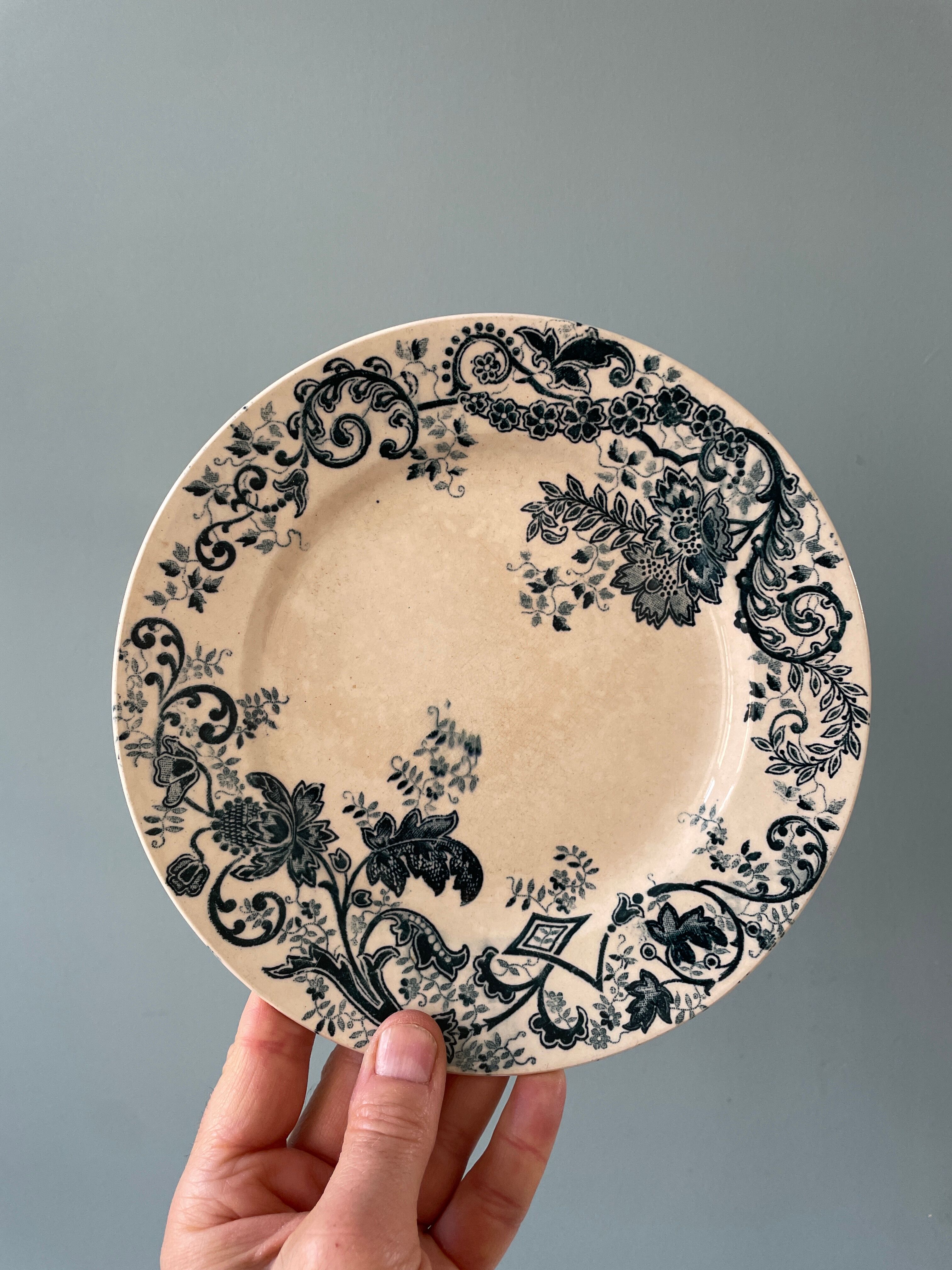 Series of 12 mismatched Terre de Fer dessert plates