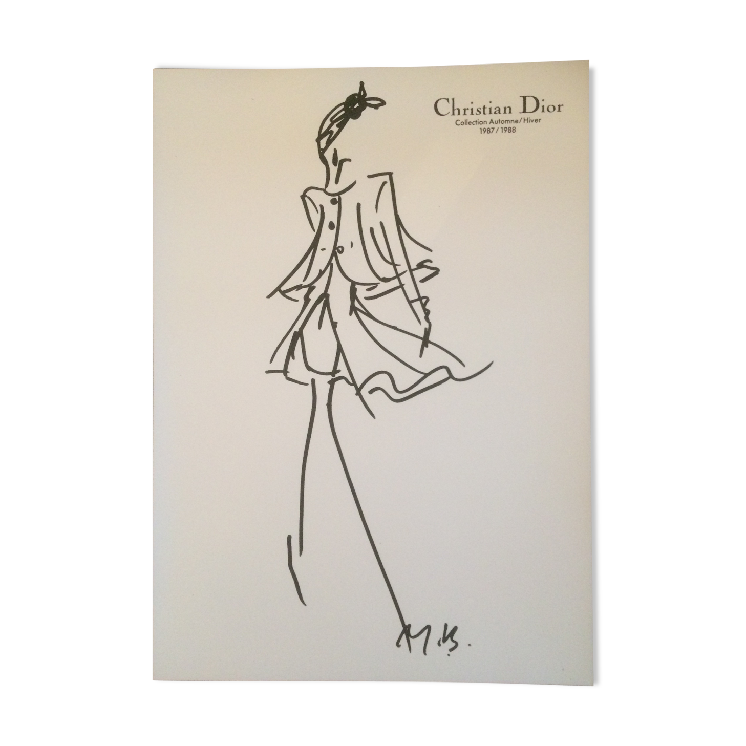 Christian Dior, press mode sketches end of the 1980s.