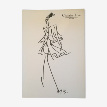 Croquis de mode de presse Christian Dior fin des années 80