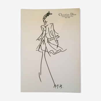 Christian Dior, press mode sketches end of the 1980s.