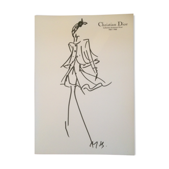 Croquis de mode de presse Christian Dior fin des années 80
