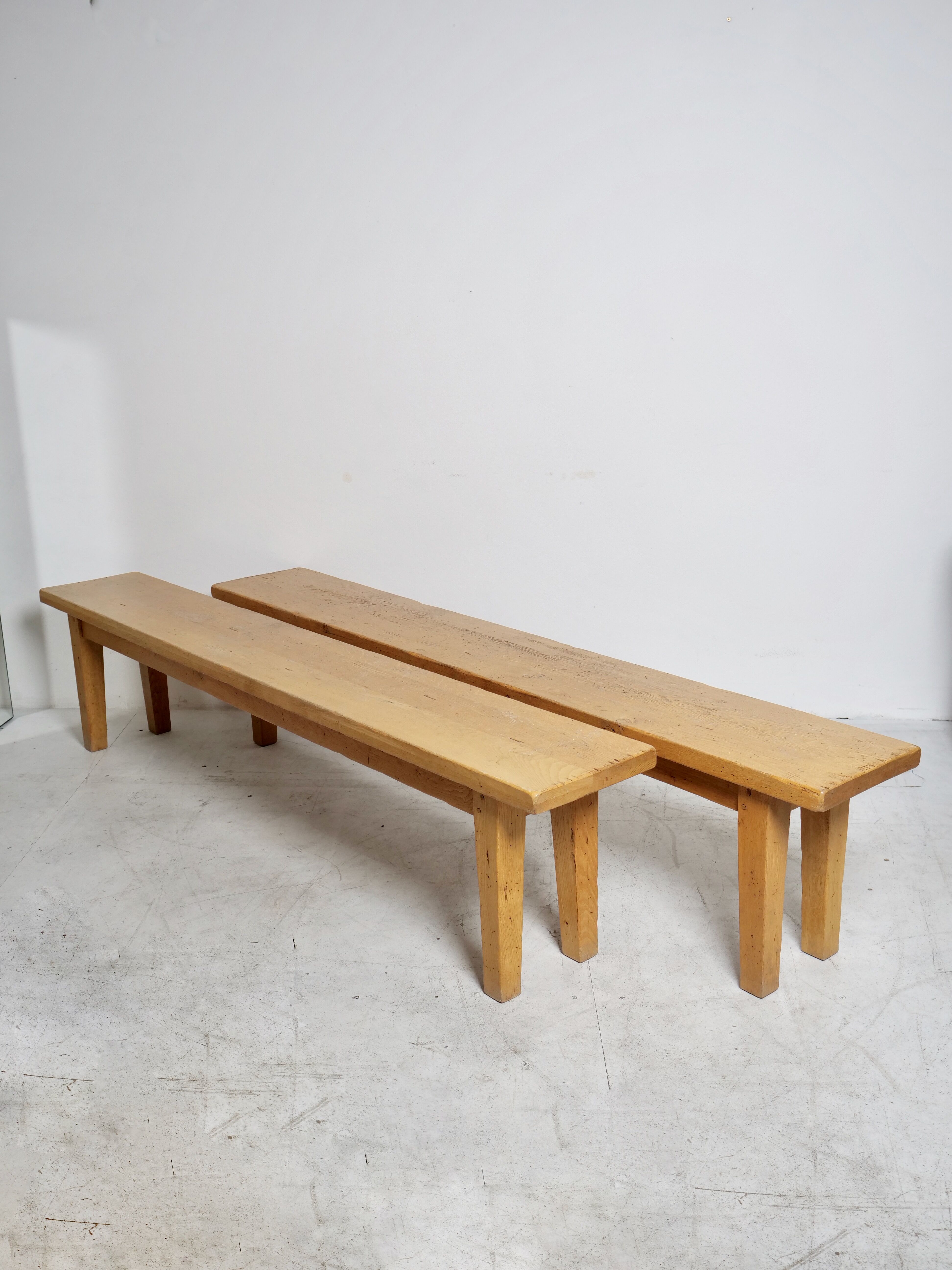 Pair of light oak benches