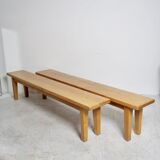 Pair of light oak benches