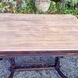 Table from the late 19th century, neo-Renaissance style, in black and oak.