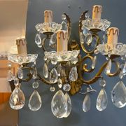 Grandes appliques murales en bronze et cristal, ensemble de 2, Italie, années 1950.