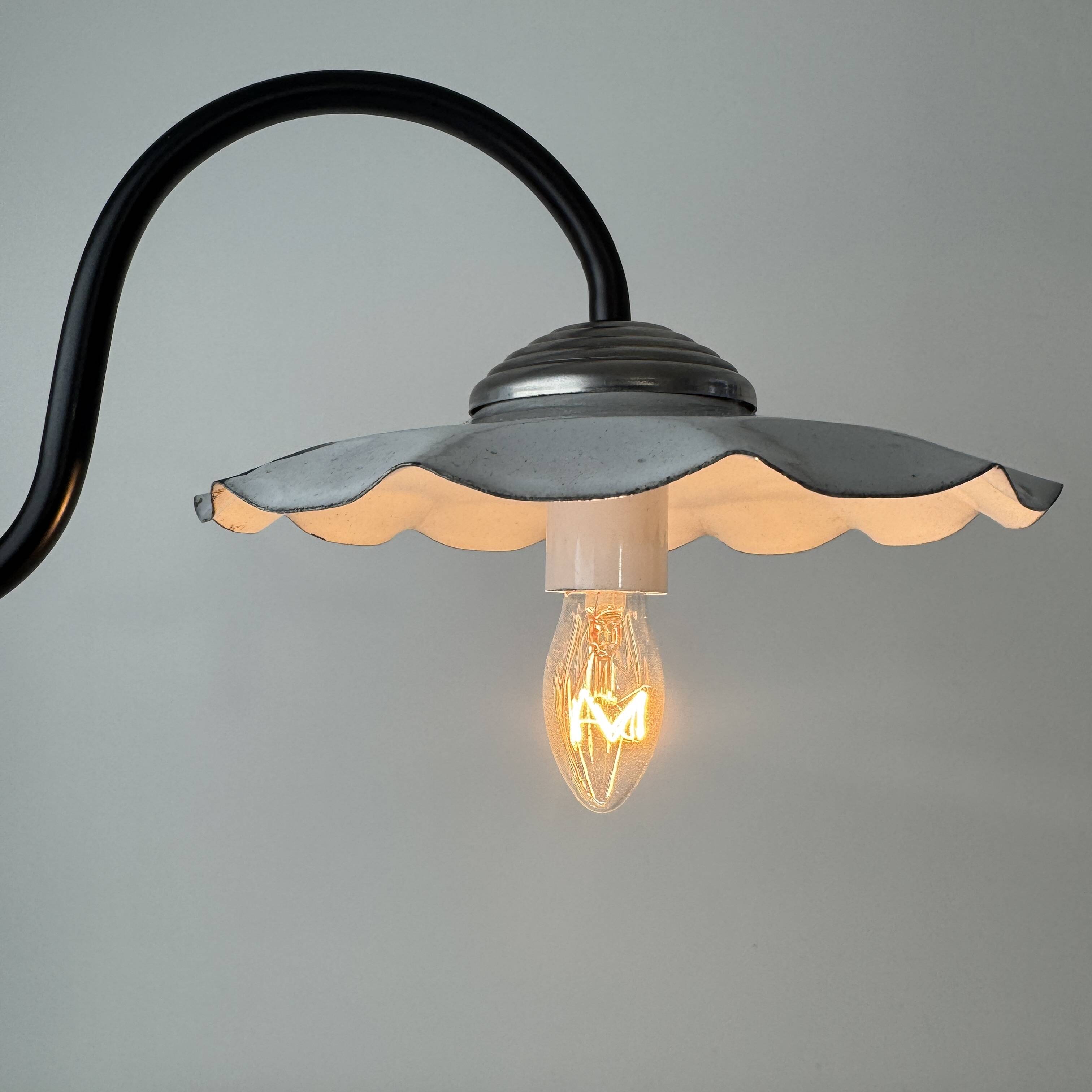 Pair of antique swan neck workshop wall lights