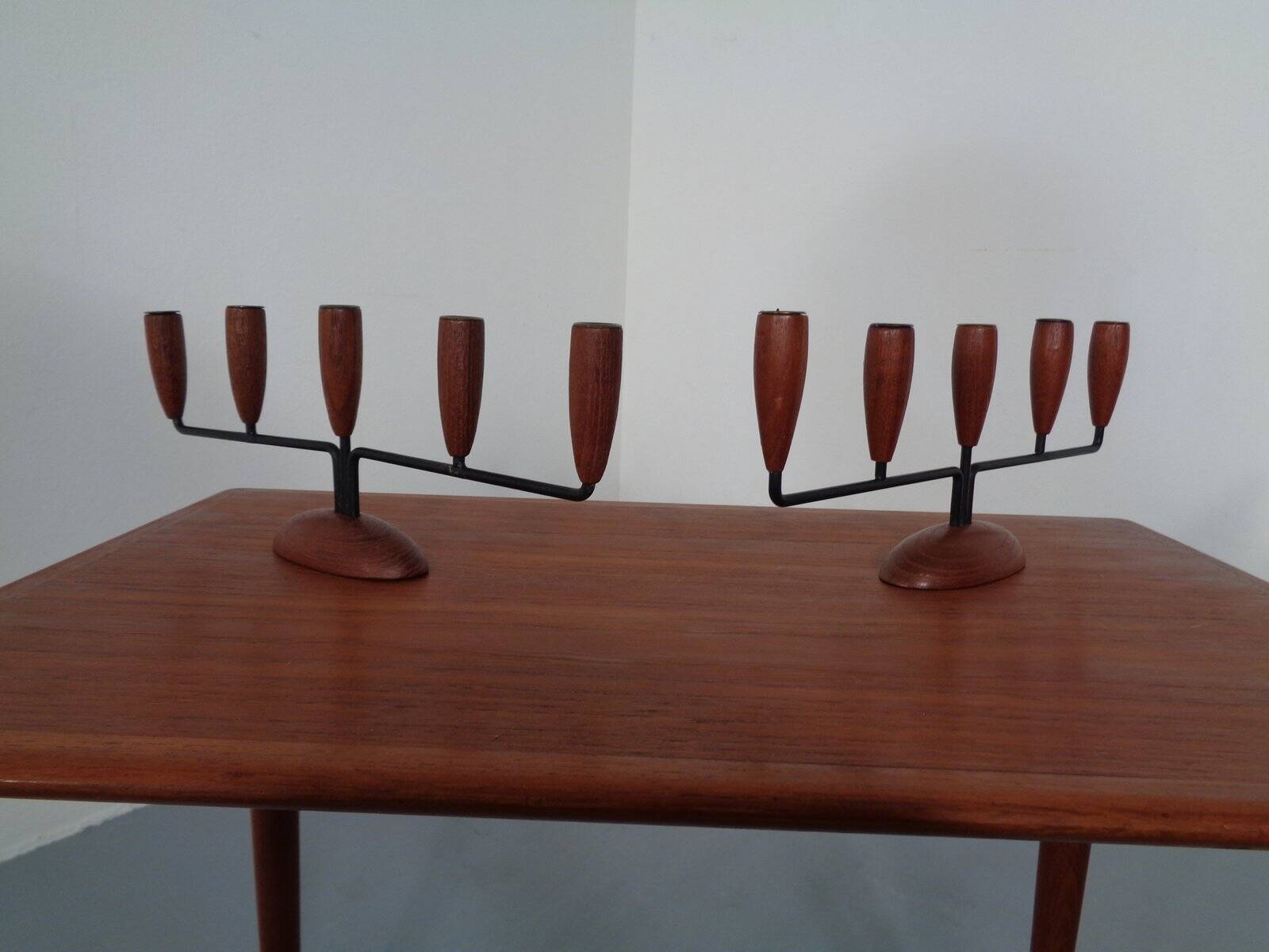 Danish Filigree Teak Candleholders, 1960s, Set of 2