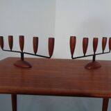 Danish Filigree Teak Candleholders, 1960s, Set of 2