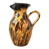 Large pitcher in very colorful flamed stoneware