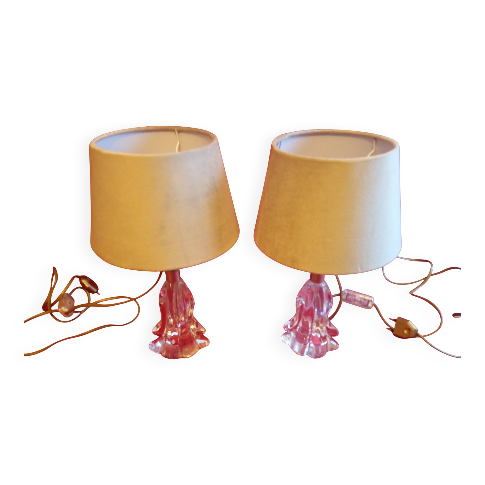 Pair of crystal lamps (attributed to Baccarat)