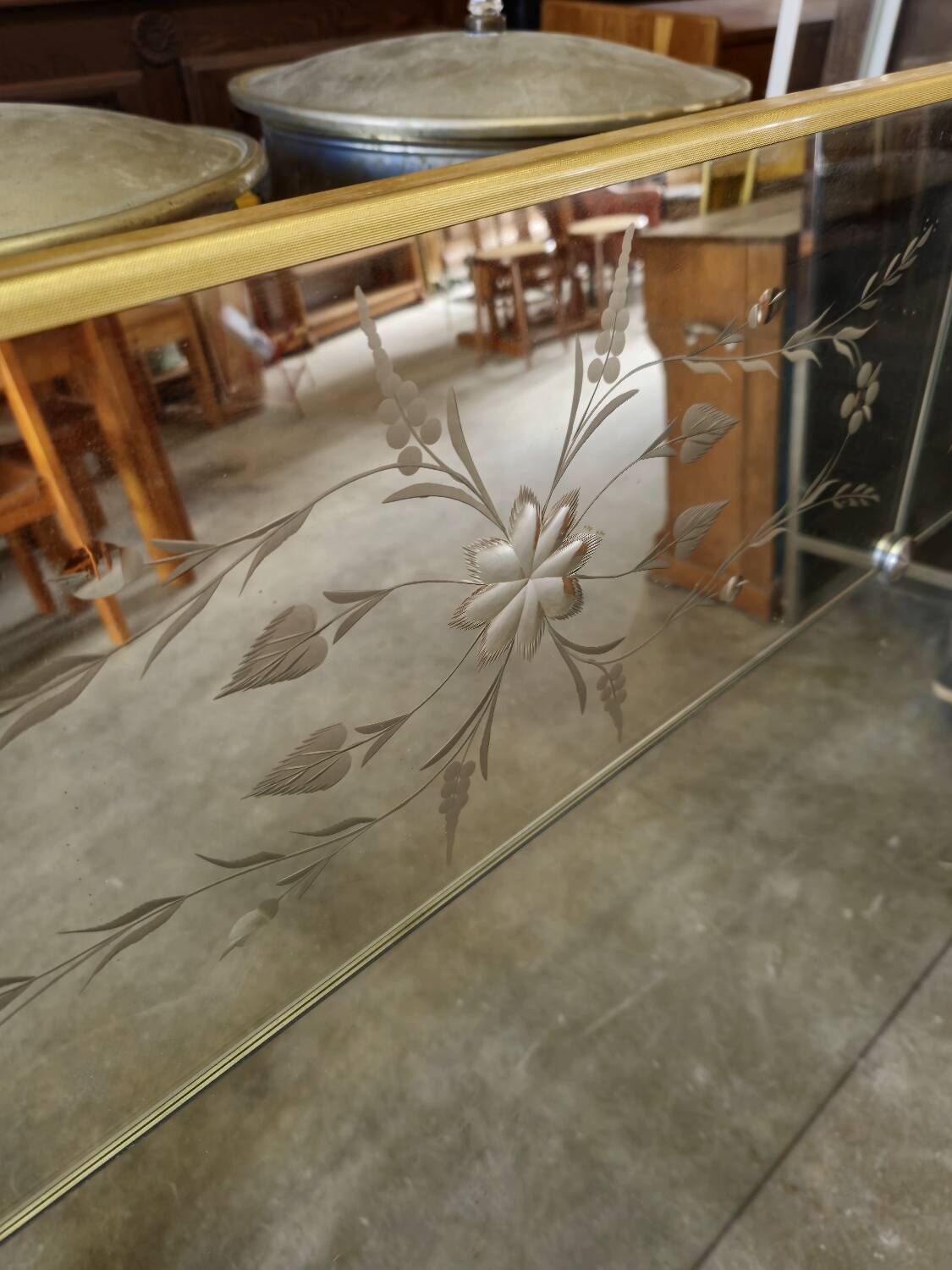 Antique Venetian brasserie mirror in eglomisé glass