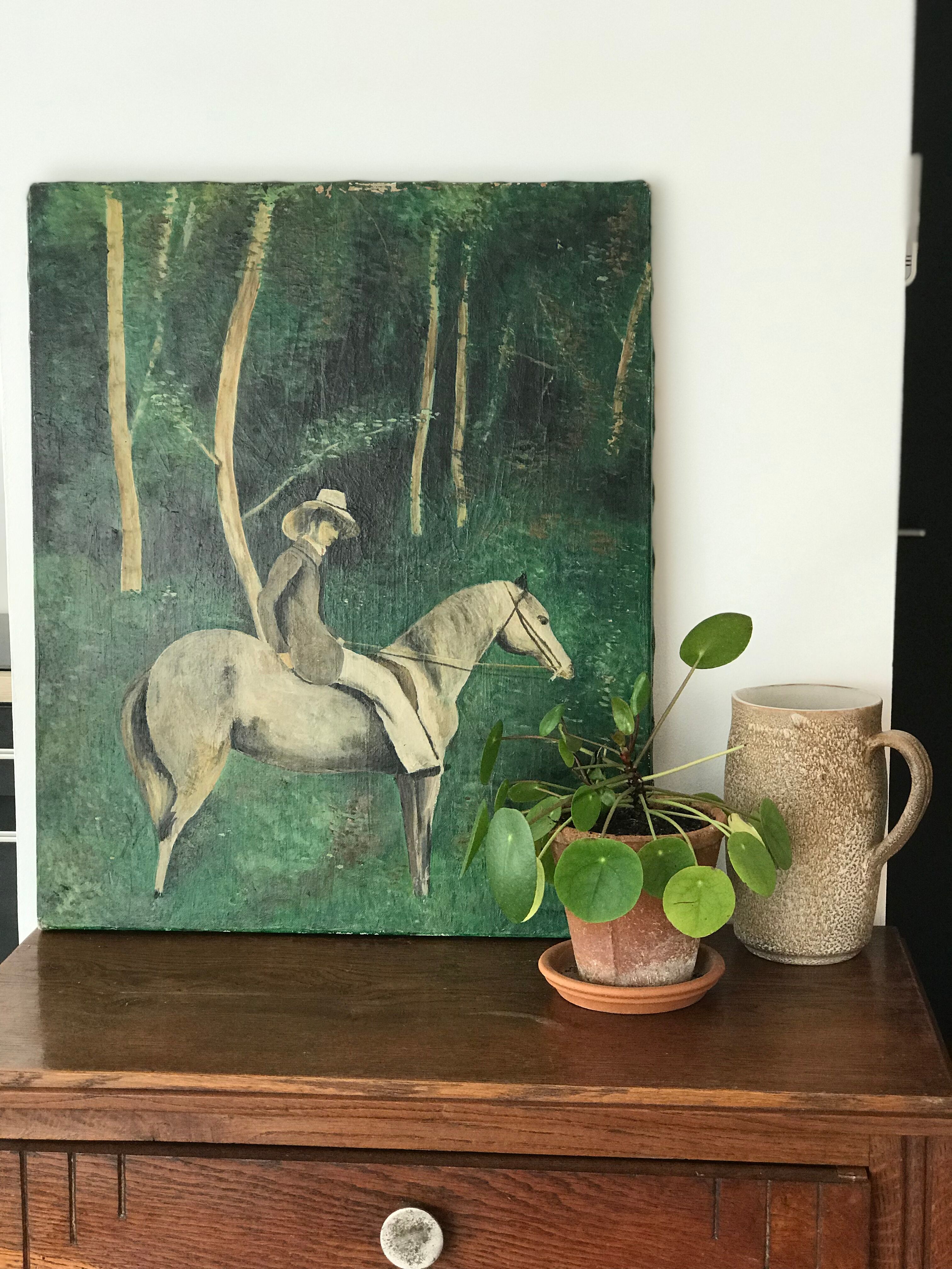 Table oil on canvas "the horse rider"