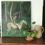 Table oil on canvas "the horse rider"