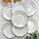 7 Vintage White and Gold Porcelain SPF Dinner Plates – Geometric