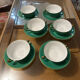 Service Art Déco de 6 tasses à double anses en porcelaine de Limoges
