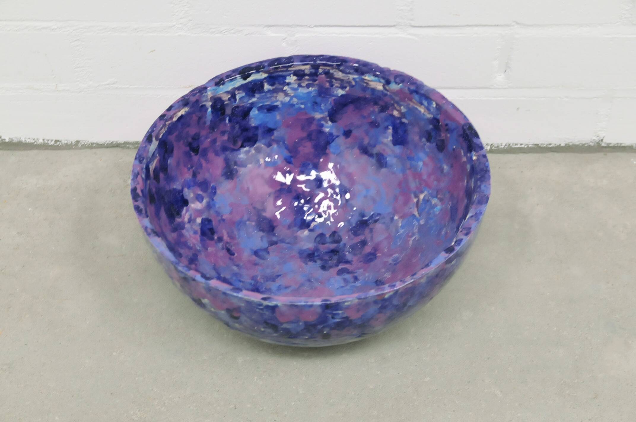 vintage large purple ceramic bowl