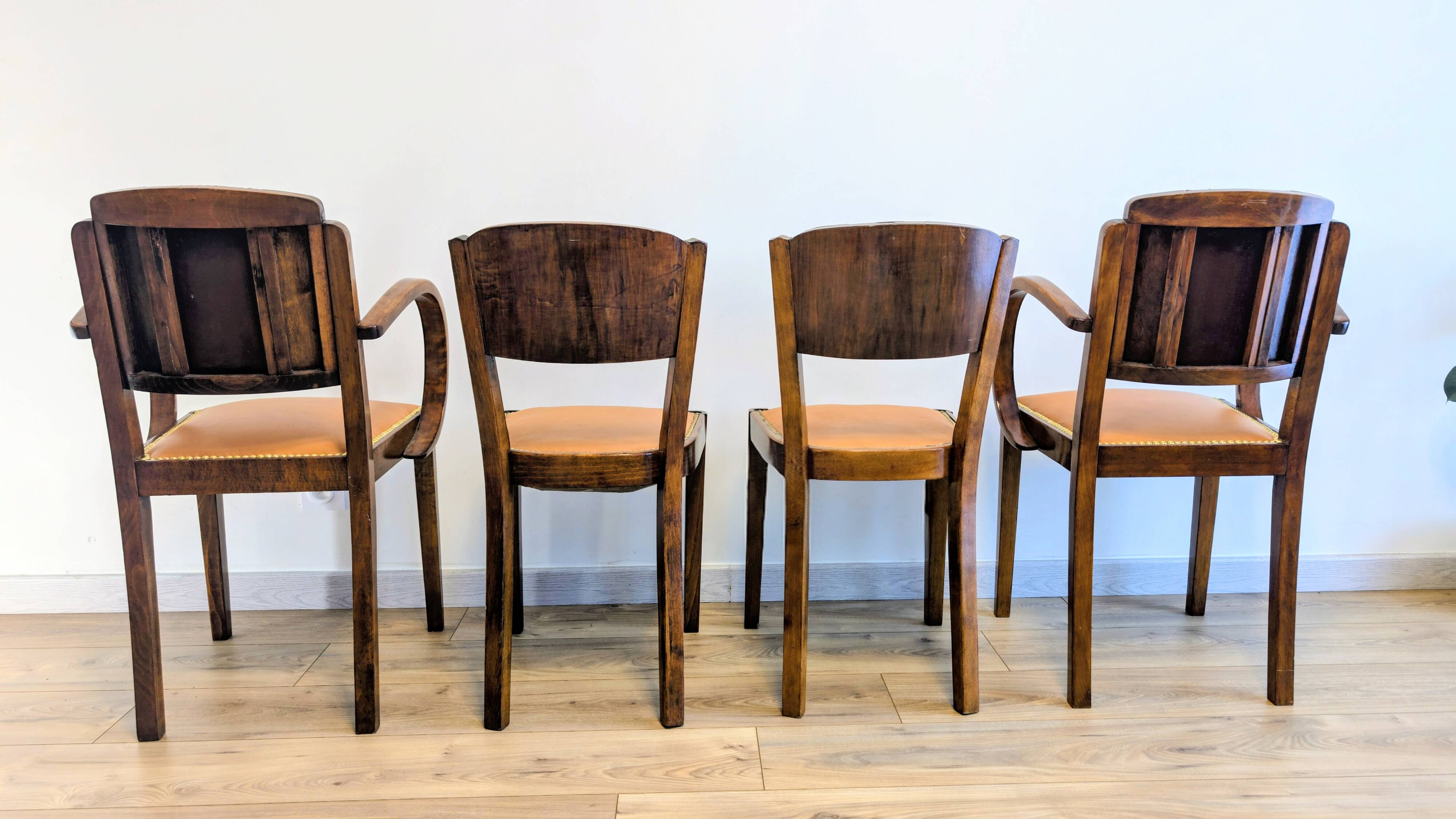 Pair of bridge armchairs and matching chairs – Art Deco style 1950