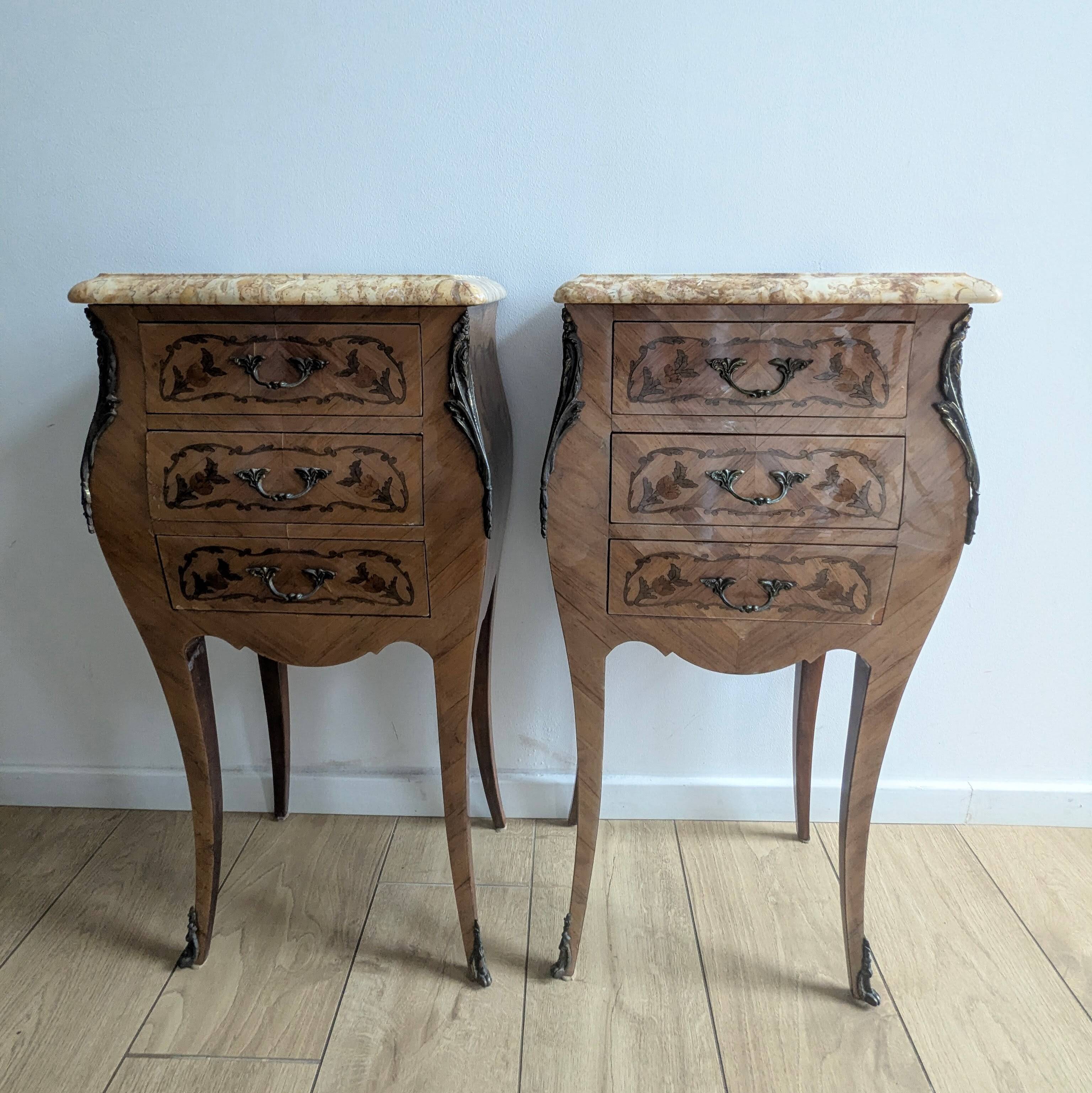 Pair of marquetry bedside tables – Louis XV style