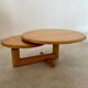 Table basse en bois à 2 plateaux ajustables, Roche Bobois années 80