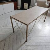 Marble and scalloped brass coffee table
